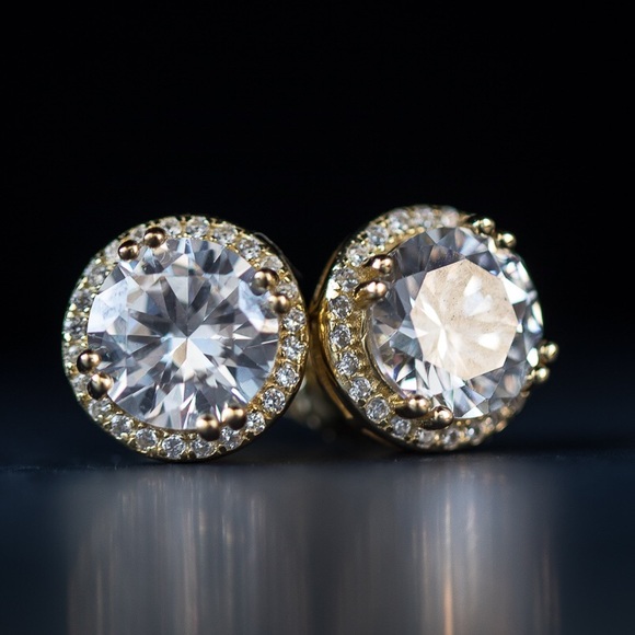 Tsv Jewelers Accessories Mens Round Gold Diamond Stud Earrings